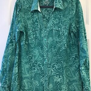 Green Paisley Button-Up Shirt
